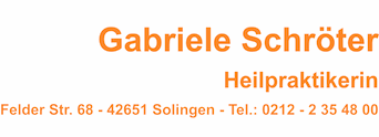 Gabriele Schrter, Heilpraktikerin, Felder Str.
                  68, 42651 Solingen